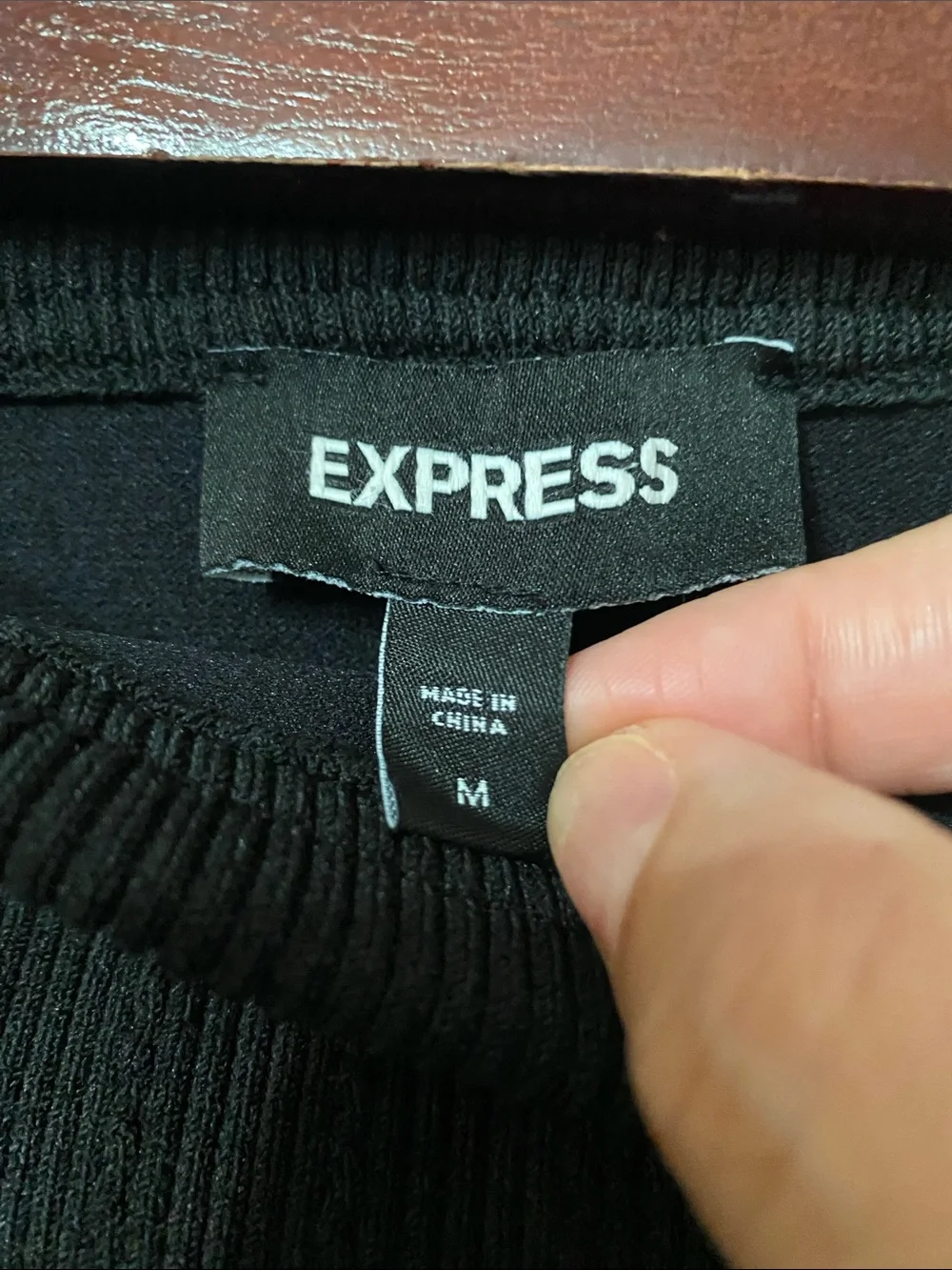 Express Black Ribbed Knit Pencil Skirt